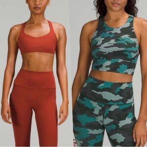 Lululemon Sports Bra Bundle Camo and Rust Sports Bra Set(2)
